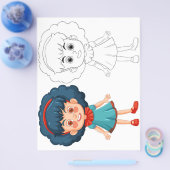 Schattigee Cartoon meisje kleurplaat Flyer (Enkel)