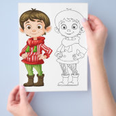 Schattigee Cartoon meisje kleurplaat Flyer (Hand)