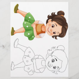 Schattigee Cartoon meisje kleurplaat Flyer
