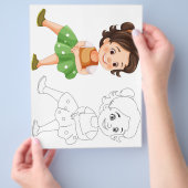 Schattigee Cartoon meisje kleurplaat Flyer (Hand)