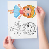 Schattigee Cartoon meisje kleurplaat Flyer (Hand)