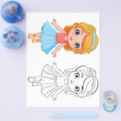 Schattigee Cartoon meisje kleurplaat Flyer (Enkel)