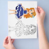 Schattigee Cartoon meisje kleurplaat Flyer (Hand)