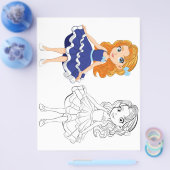 Schattigee Cartoon meisje kleurplaat Flyer (Enkel)