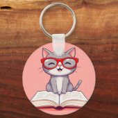 Schattigee Cartoon met een bril Sleutelhanger (Voorkant)