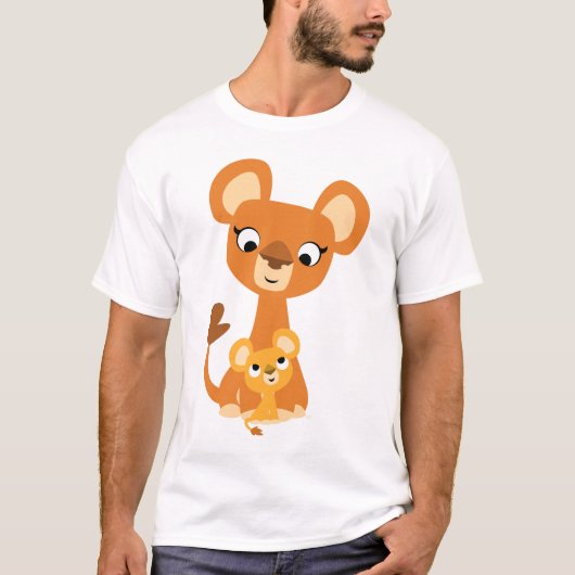 Schattigee Cartoon Moeder Leeuw en welp - Kinderen T-shirt (Voorkant)
