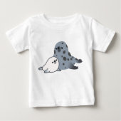Schattigee Cartoon Moeder Seal En Pup Baby T-shirt (Voorkant)