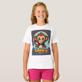 Schattigee cartoon Monkey Kawaii Grappig Ontwerp T-shirt (Voorkant volledig)