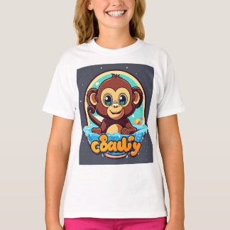 Schattigee cartoon Monkey Kawaii Grappig Ontwerp T-shirt