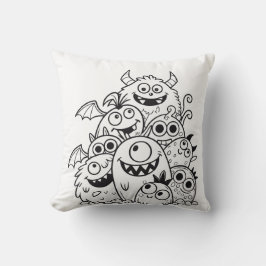 Schattigee cartoon Monster Tekens Illustratie voor Kussen