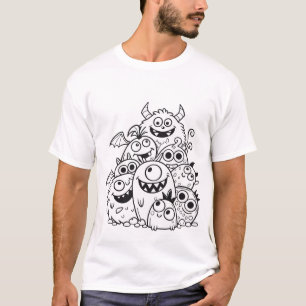 Schattigee cartoon Monster Tekens Illustratie voor T-shirt