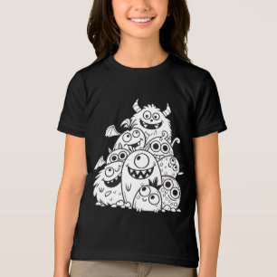 Schattigee cartoon Monster Tekens Illustratie voor Tri-Blend Shirt