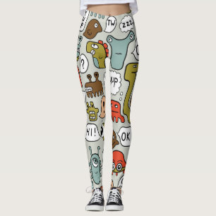 Schattigee Cartoon Monsters: Naadloze Achtergrond Leggings