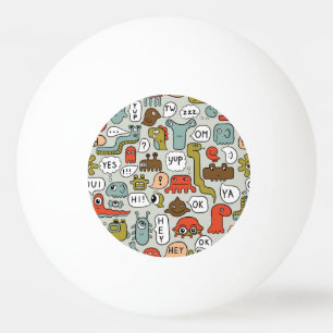 Schattigee Cartoon Monsters: Naadloze Achtergrond Pingpongbal