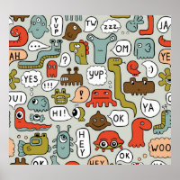 Schattigee Cartoon Monsters: Naadloze Achtergrond