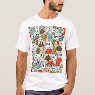 Schattigee Cartoon Monsters: Naadloze Achtergrond T-shirt