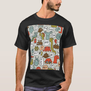 Schattigee Cartoon Monsters: Naadloze Achtergrond T-shirt