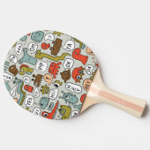 Schattigee Cartoon Monsters: Naadloze Achtergrond Tafeltennisbatje (Zijkant)