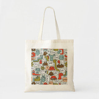 Schattigee Cartoon Monsters: Naadloze Achtergrond Tote Bag