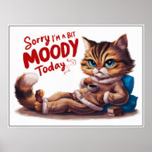 Schattigee Cartoon Moody Cat in PJs Poster