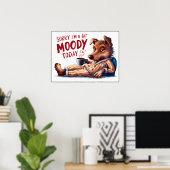 Schattigee Cartoon Moody Dog in PJs Poster (Thuiskantoor)