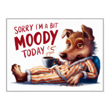 Schattigee Cartoon Moody Dog in PJs Poster