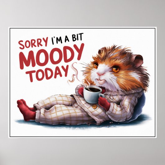Schattigee Cartoon Moody Hamster in PJs Poster (Voorkant)