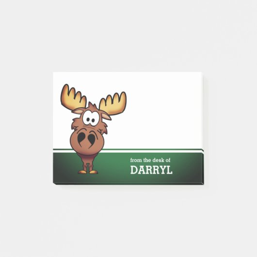 Schattigee Cartoon Moose gepersonaliseerd Post-it® Notes (Voorkant)