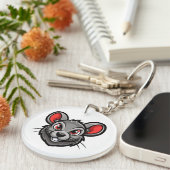 Schattigee Cartoon Mouse Face Sleutelhanger - Scha (Voorkant Rechts)