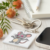 Schattigee Cartoon Mouse op make-up Sleutelhanger (Voorkant Rechts)