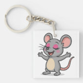 Schattigee Cartoon Mouse op make-up Sleutelhanger (voorkant)