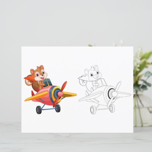 Schattigee Cartoon muis in vliegtuig kleurplaat (Staand voorkant)