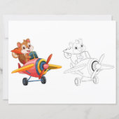 Schattigee Cartoon muis in vliegtuig kleurplaat (Voorkant)