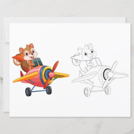 Schattigee Cartoon muis in vliegtuig kleurplaat