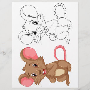 Schattigee Cartoon muis kleurplaat