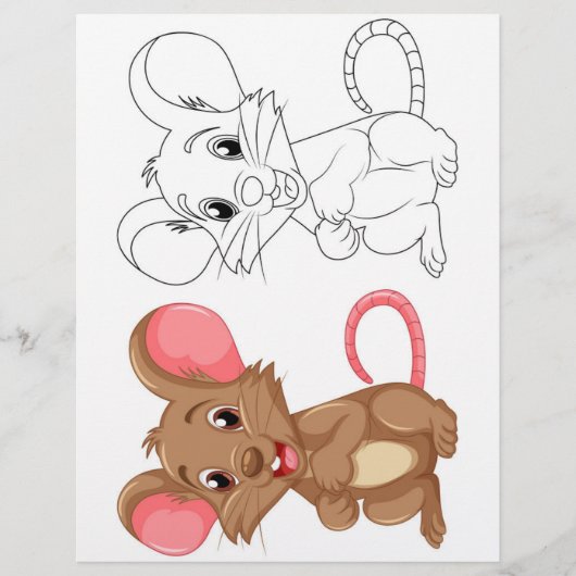 Schattigee Cartoon muis kleurplaat (Voorkant)