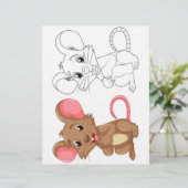 Schattigee Cartoon muis kleurplaat (Staand voorkant)