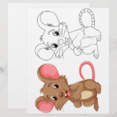 Schattigee Cartoon muis kleurplaat (Voorkant / Achterkant)