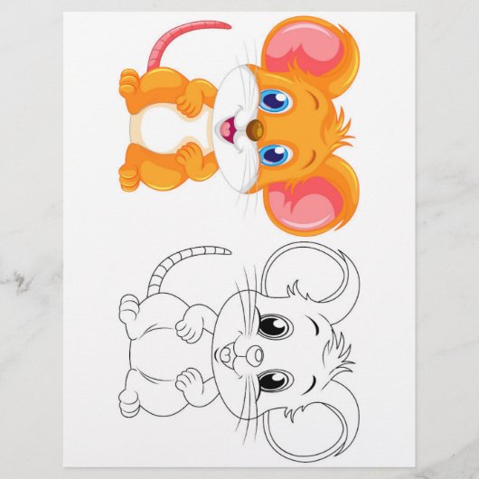 Schattigee Cartoon muis kleurplaat (Voorkant)