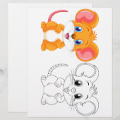 Schattigee Cartoon muis kleurplaat (Voorkant / Achterkant)