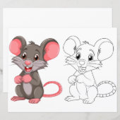 Schattigee Cartoon muis kleurplaat (Voorkant / Achterkant)