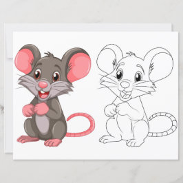 Schattigee Cartoon muis kleurplaat