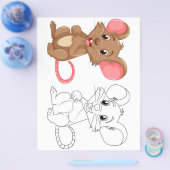 Schattigee Cartoon muis kleurplaat Flyer (Enkel)