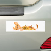 Schattigee Cartoon Mum Lion en Cubs Bumpersticker (Op auto)
