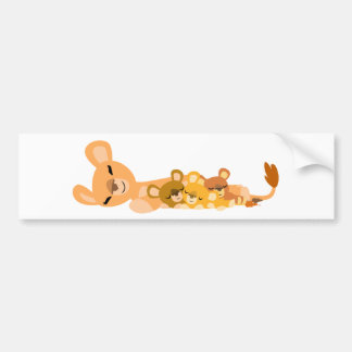 Schattigee Cartoon Mum Lion en Cubs Bumpersticker