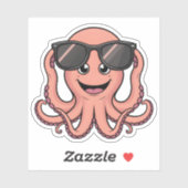 Schattigee Cartoon Octopus Fun met zonnebril Sticker (Vel)