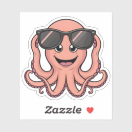 Schattigee Cartoon Octopus Fun met zonnebril Sticker