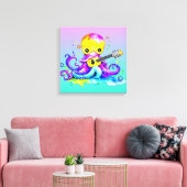 Schattigee Cartoon Octopus Gitaar spelen Canvas Afdruk (Insitu (Woonkamer))