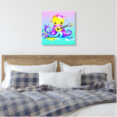 Schattigee Cartoon Octopus Gitaar spelen Canvas Afdruk (Insitu (Slaapkamer))