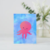 Schattigee Cartoon octopus in blauwe oceaan Waterv Briefkaart (Staand voorkant)